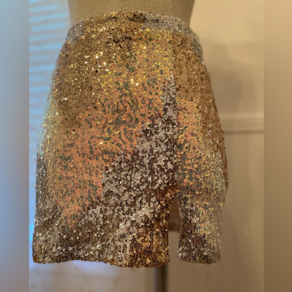 12 Tribe Ivory Multi Sequin Mini Skirt - Picture 3 of 13